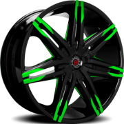 Morder MS-648 Black Wheels with Green Tips